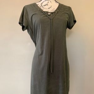 Faux Suede Green Dress